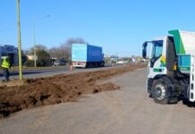 Limpieza y mantenimiento en las colectoras de la Ruta 205