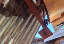 Derrumbe parcial del techo en una vivienda
