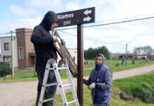 Relevamiento y pintura de cartelería en el barrio Los Troncos