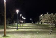 Cazón: Finalizan trabajos de recambio lumínico en el Parque Recreativo